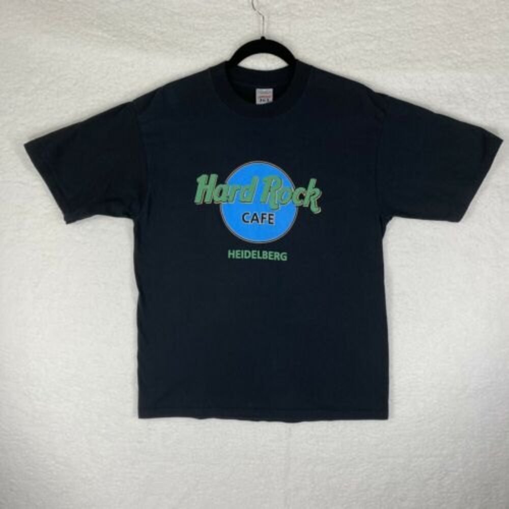 Hard Rock Cafe T Shirt Mens Size L Black Heidleberg Tee Made‎ In Scotland